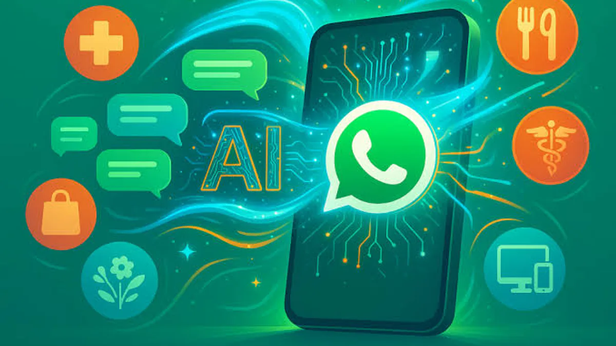 Composición de un teléfono con WhatsApp, inteligencia artificial y servicios de una carnicería.